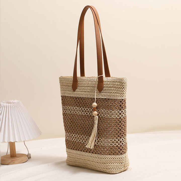 Braided Natural Material Tote Bag Skanto