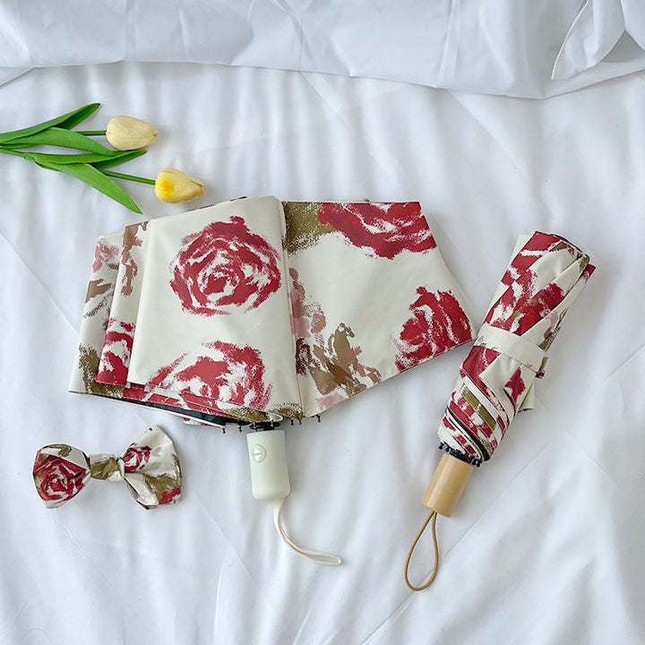 Dame Automatisk Folderegndekker med Blomsterdesign Skanto