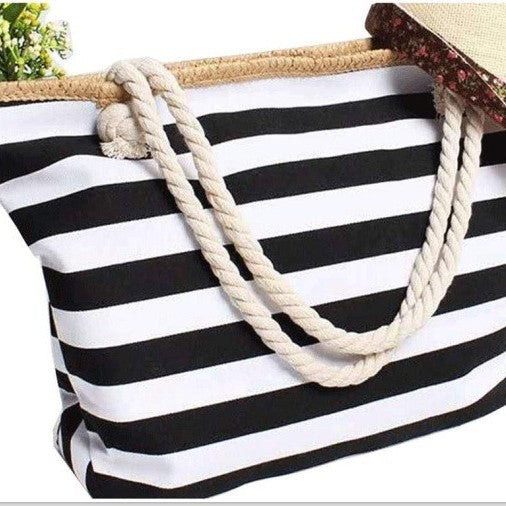Strandveske med maritim stripe design Skanto