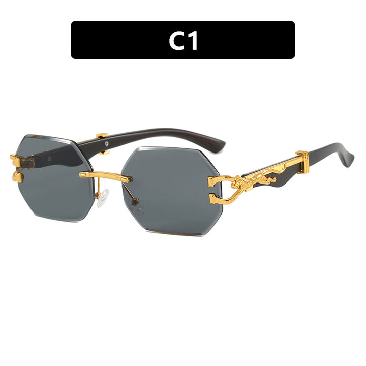 Women's fashionable sunglasses with extravagant octagonal design and gold accents Skanto