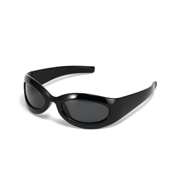 Dame modische retro solbrille i trendy oval design Skanto