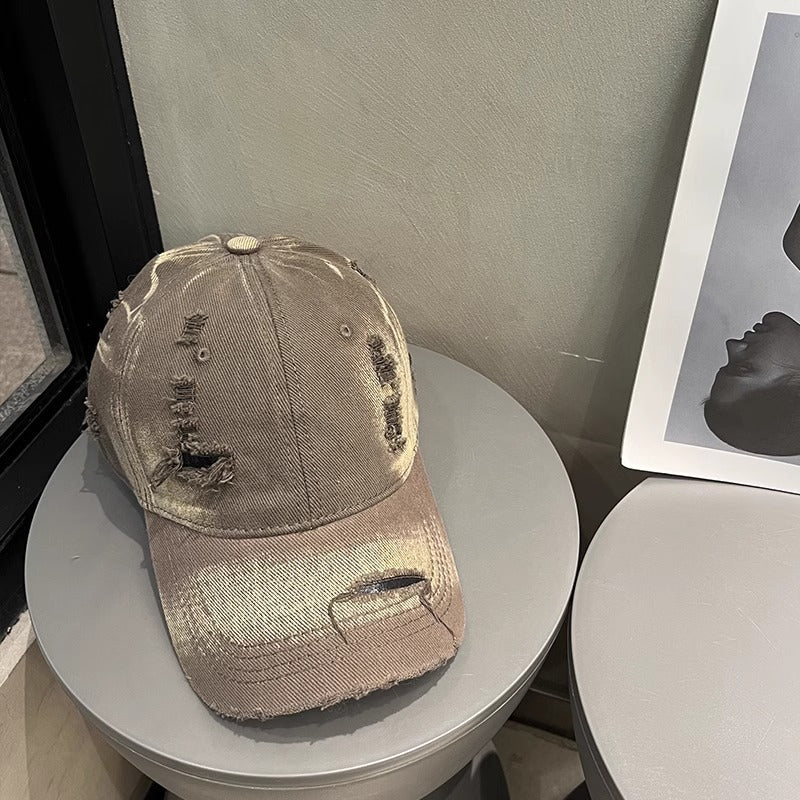 Kvinne's Slitt Svart Denim Baseball Caps Skanto