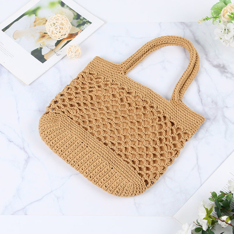 Håndknyttet totebag med moderne nettdesign Skanto