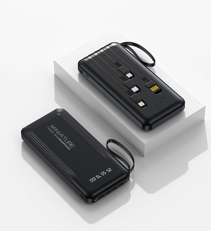 Kompakt powerbank med integrerte kabler og digital ladeindikator Skanto