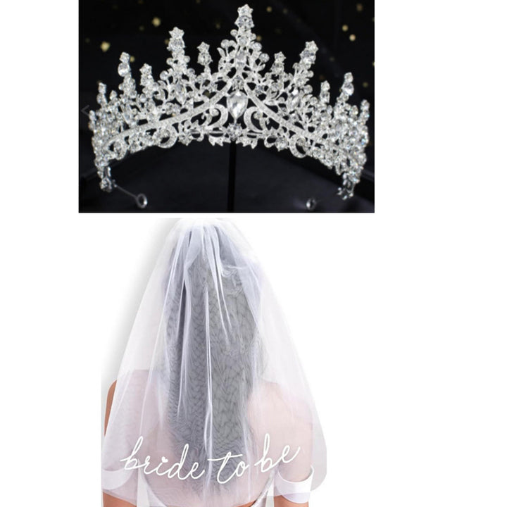 Dame Bryllup Tiara og Slør Sett Skanto