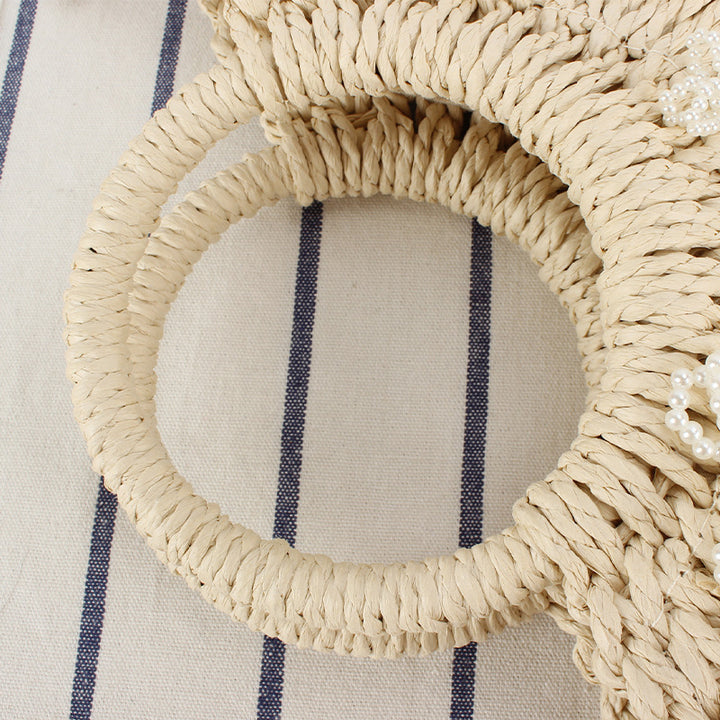 Straw Bag with Floral Design Skanto