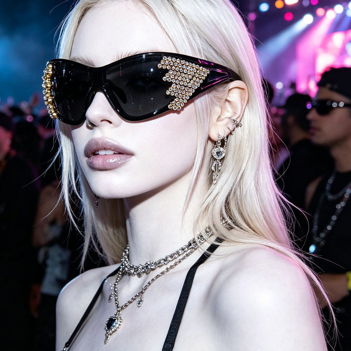 Dame Sporty Solbrille med glitrende dekor Skanto