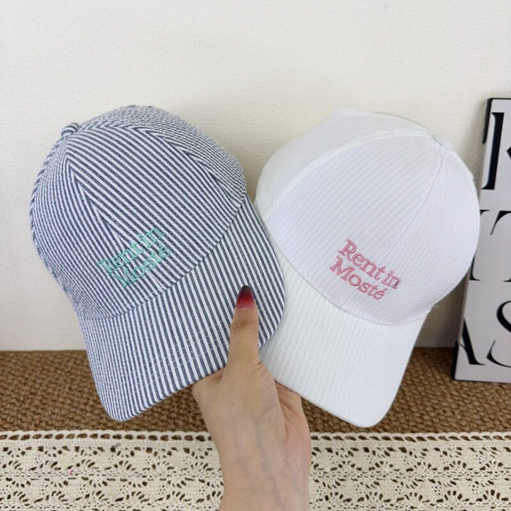 Kvinne Stripet Brodert Baseball Caps Skanto