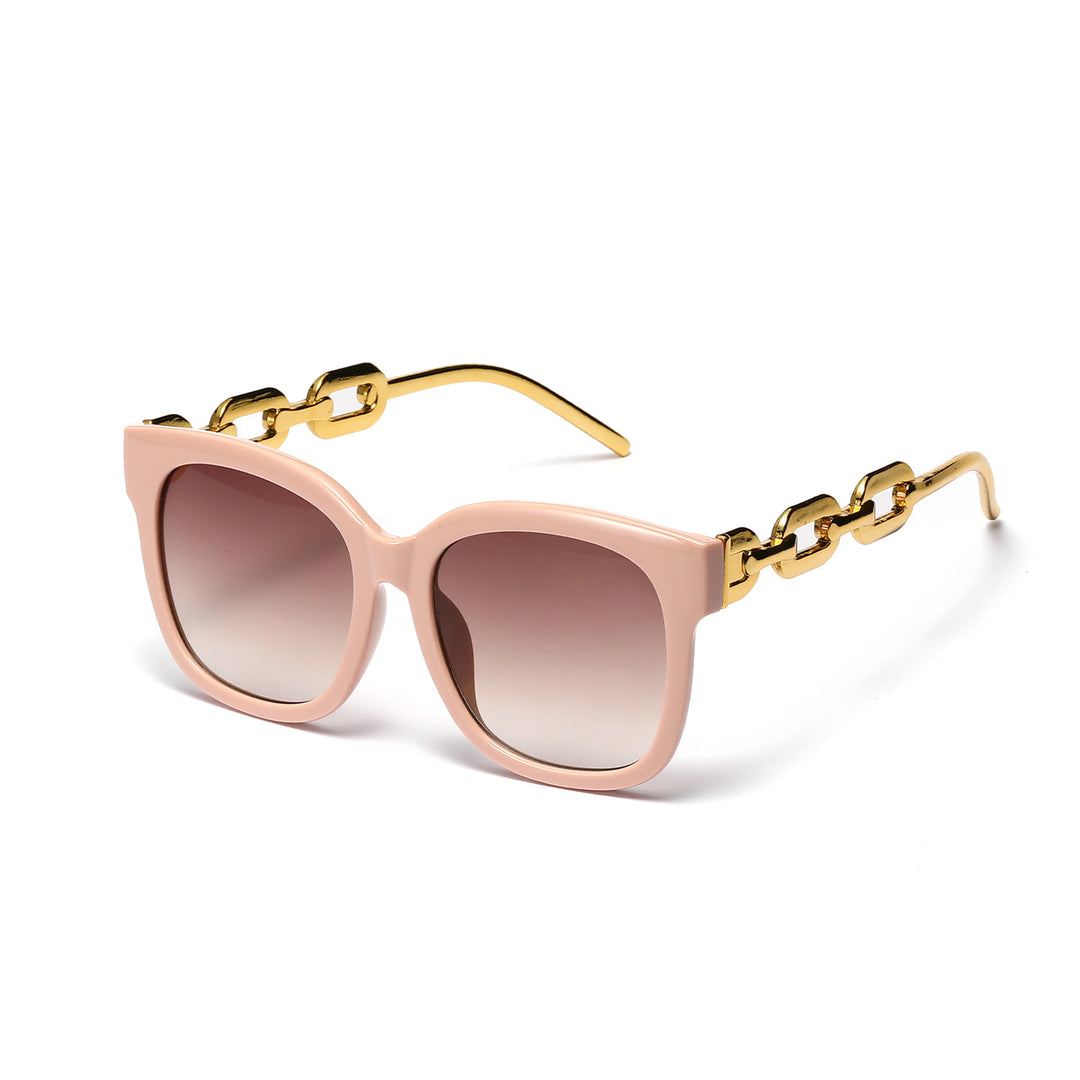Dame moteriktig oversized solbrille med luksuriøs kjedeinnramming Skanto