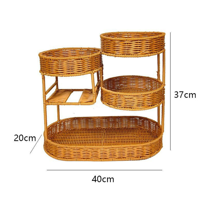 Unisex Rattan Hylle med tre nivåer Skanto