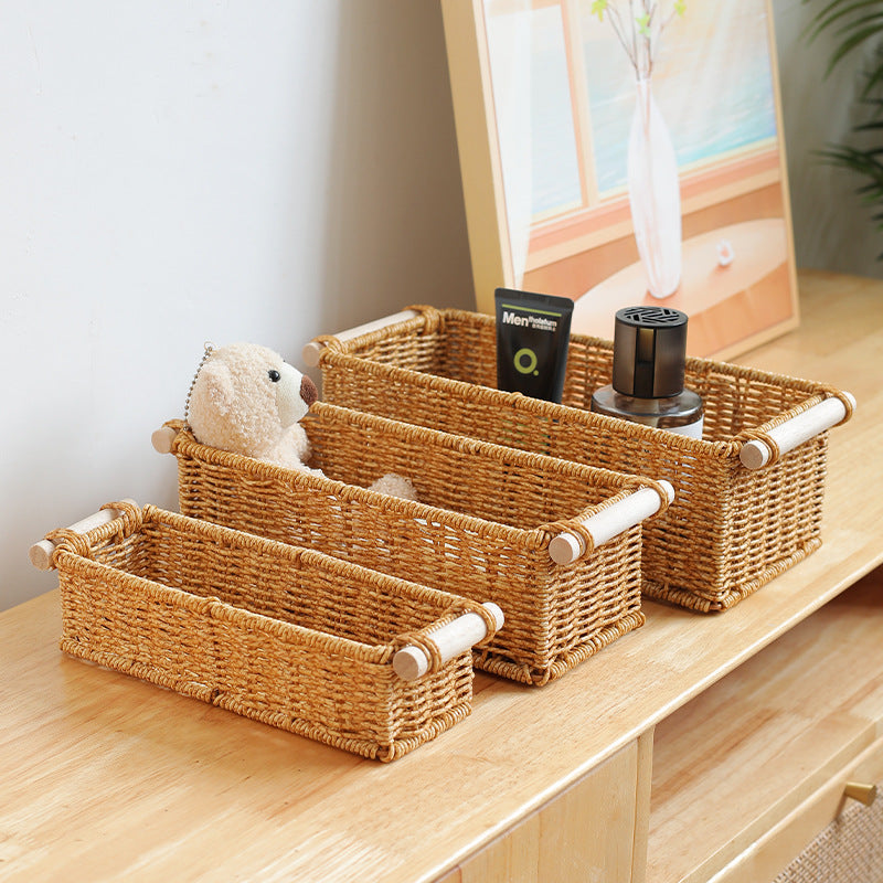 Unisex rektangulær kurv laget av flettet naturmateriale Skanto