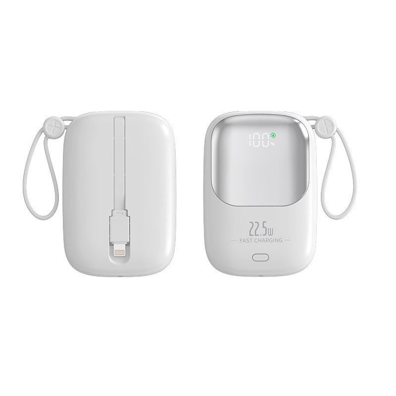 Bærbar powerbank med digital ladeindikator og integrert ladekabel Skanto
