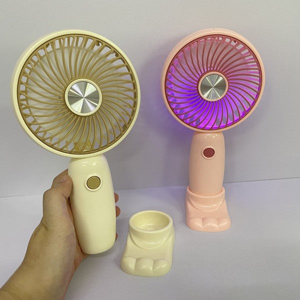 Unisex Bærbar Håndvifte med LED-belysning og kreativt design Skanto