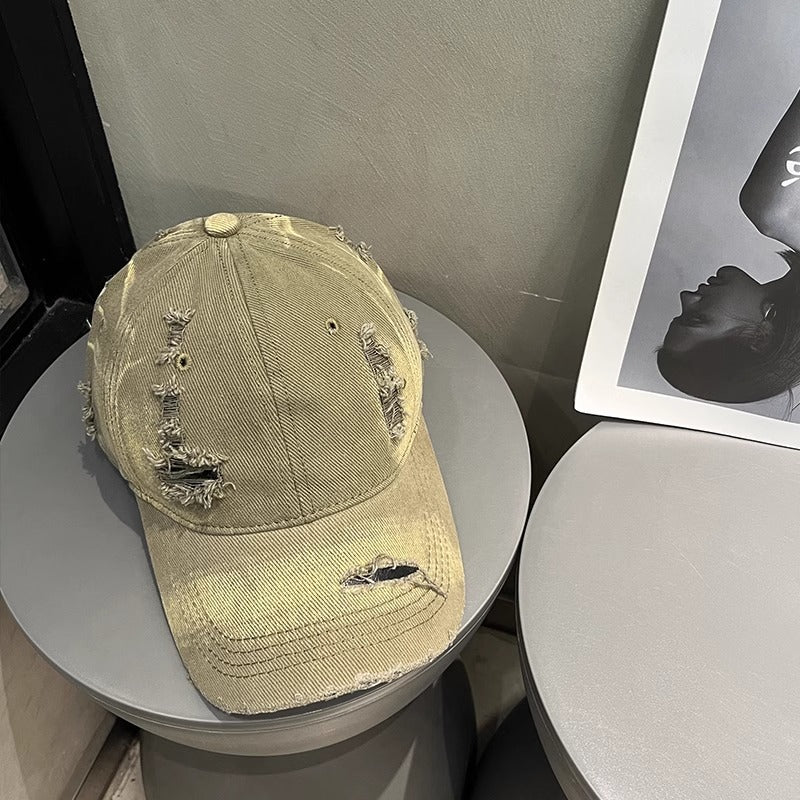 Kvinne's Slitt Svart Denim Baseball Caps Skanto