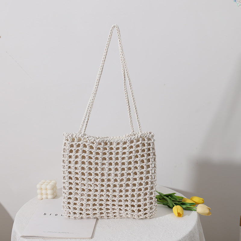 Handmade Cotton Bag with Decorative Net Design Skanto