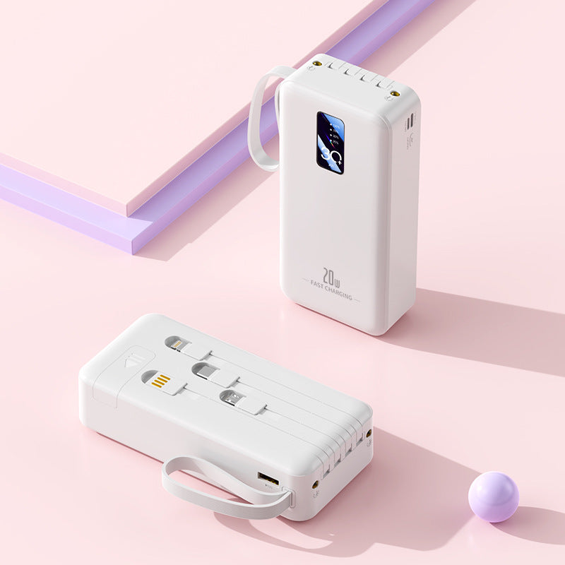 bærbar hurtiglade-powerbank med indbyggede ladekabler Skanto