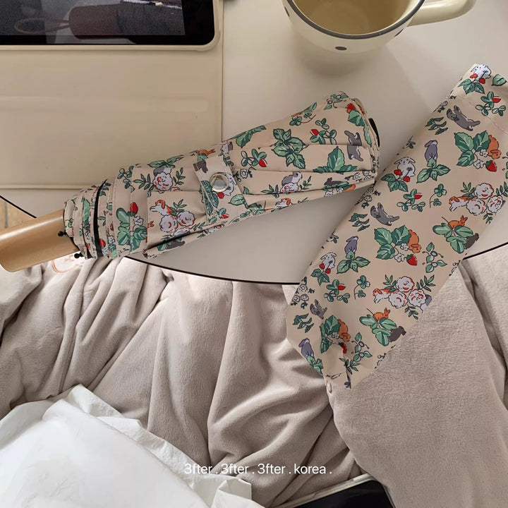 Damer Sammenleggbart Paraply med blomstret Vintage-design Skanto