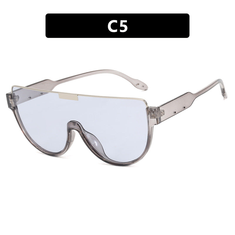 Women's futuristic oversized sunglasses with clear full-rim frame Skanto
