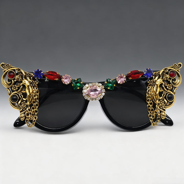 Dame ekstravagant glamour-solbrille med kunstneriske dekorasjoner Skanto
