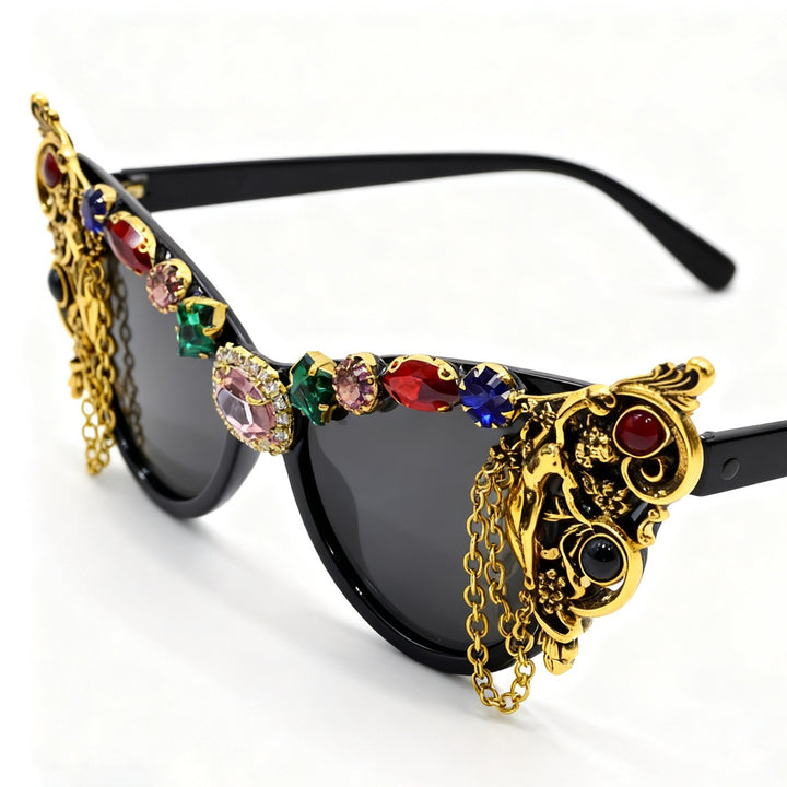 Dame ekstravagant glamour-solbrille med kunstneriske dekorasjoner Skanto