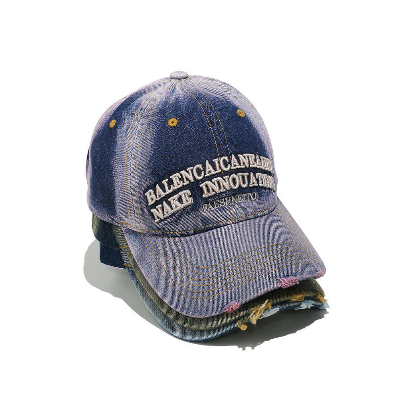 Kvinne Slitt Denim Grafisk Baseballcaps Skanto