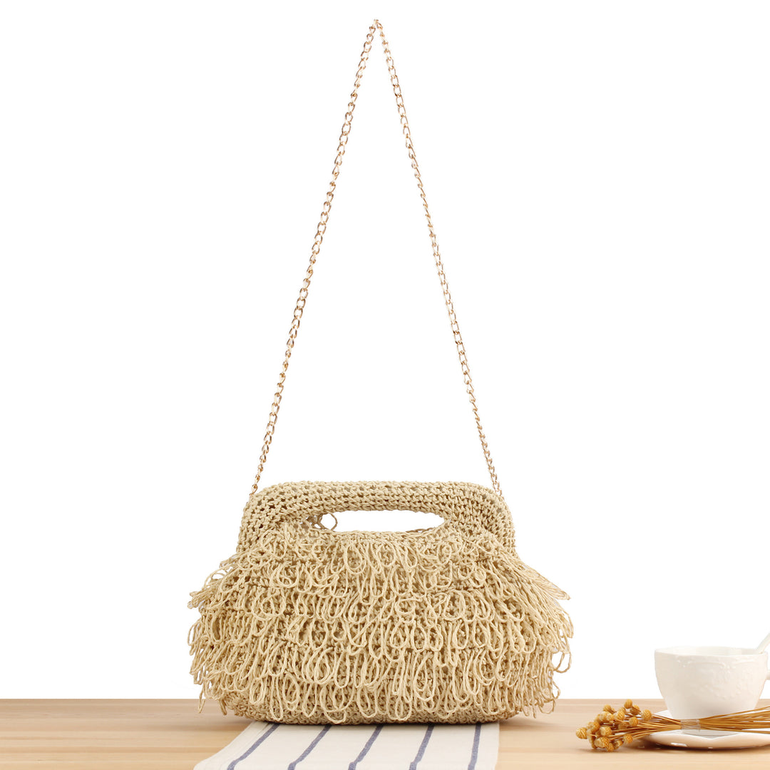 Designer handbag with interwoven macrame structure Skanto