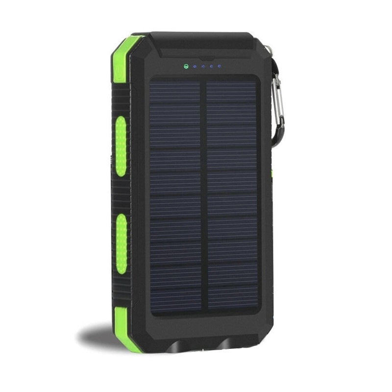 Solcelledrevet powerbank med støtsikkert design og integrert karabinkrok Skanto