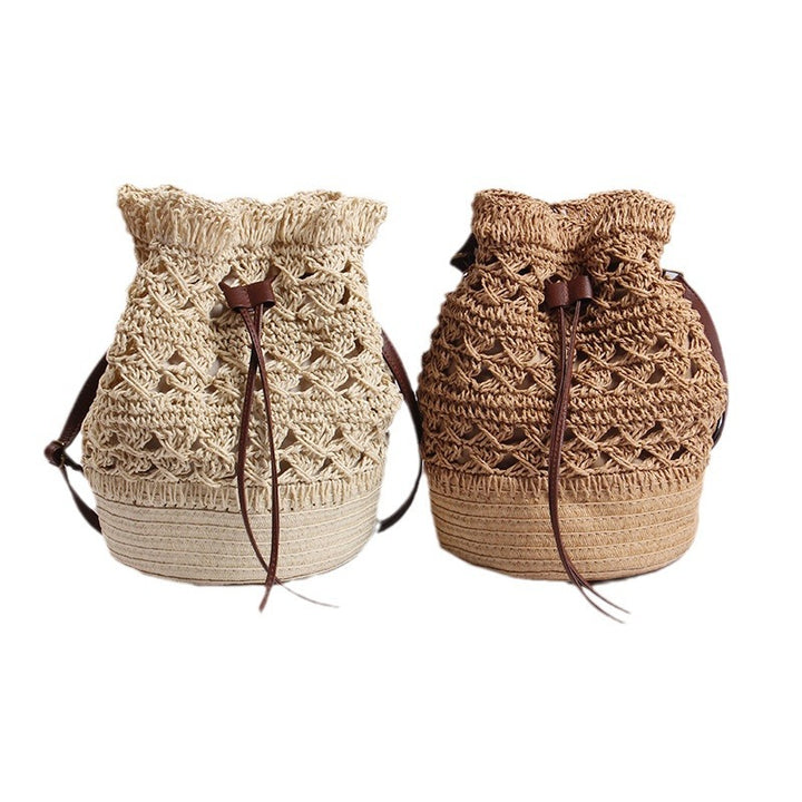 Handmade raffia bag with leather accents Skanto