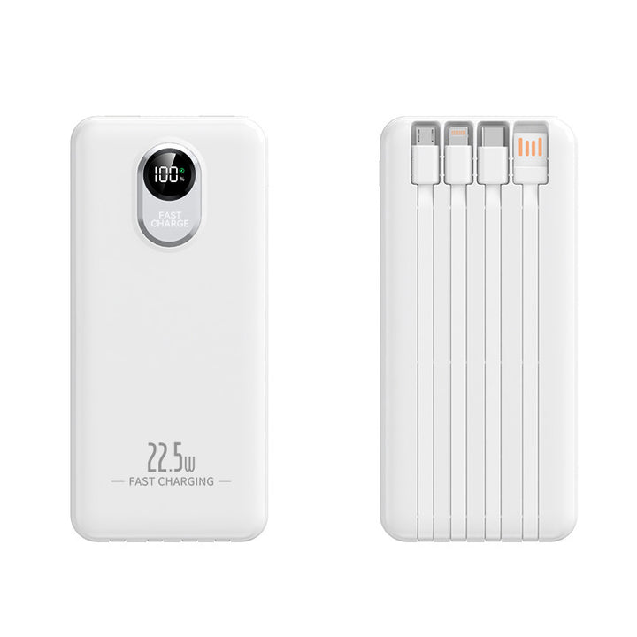 Bærbar Powerbank med 22,5 W hurtigladefunksjon og innebygde kabler Skanto