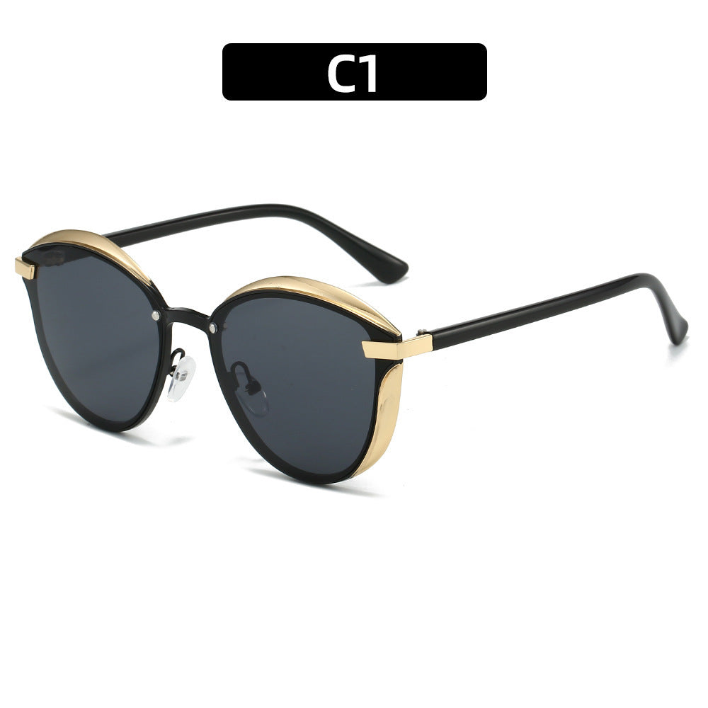 Dame solbrille med luksuriøs metallramme og harmonisk kontur Skanto