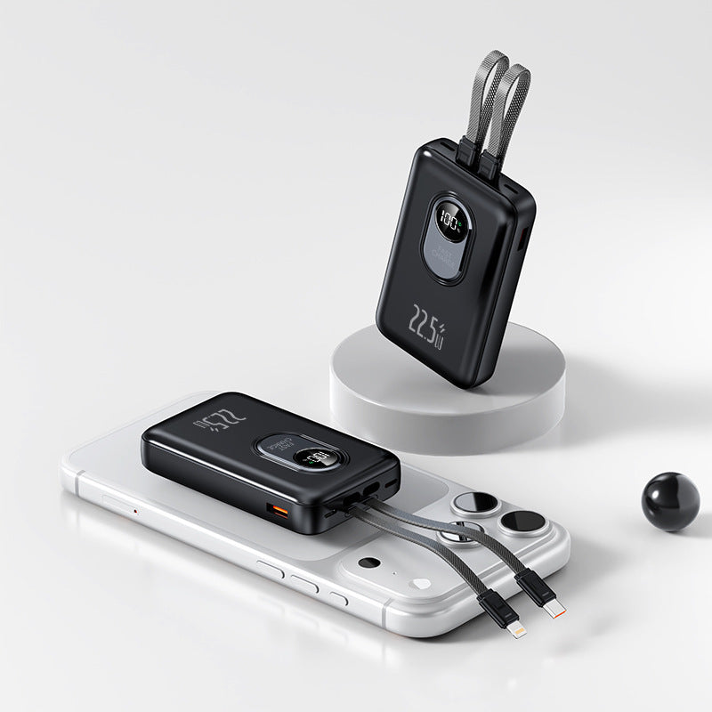 Powerbank med hurtigladingsfunksjon og integrert kabelsystem Skanto