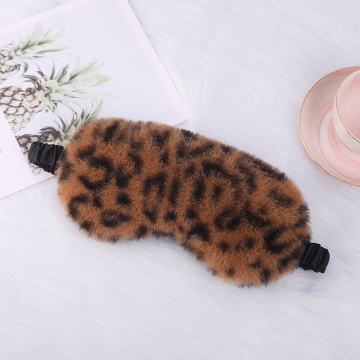 Dame nan luksuriøs kunstpels sovemaske med leopardmønster, ekstra myk polstring og elastisk komfortbånd Skanto