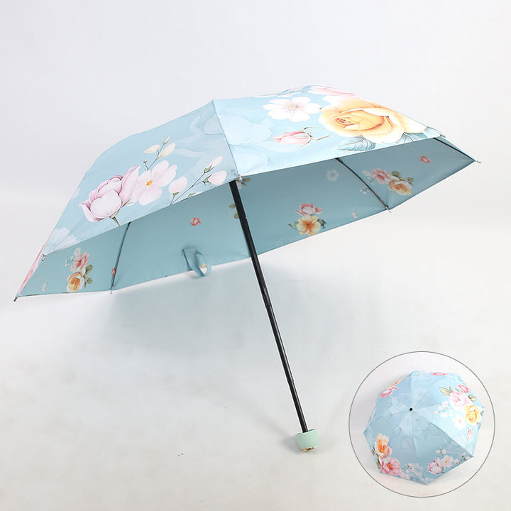 Dame Faltbar Paraply med Elegant Blomsterdesign Skanto