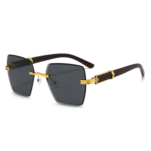 Dame ekstravagant firkantet solbrille med gullfargede detaljer Skanto