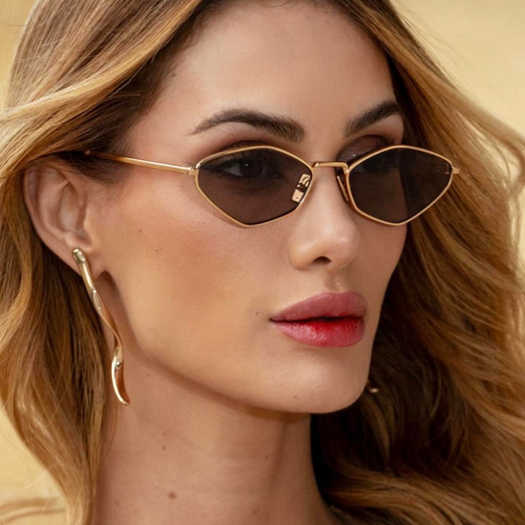 Women's geometric sunglasses with fine metal frame and UV protection Skanto