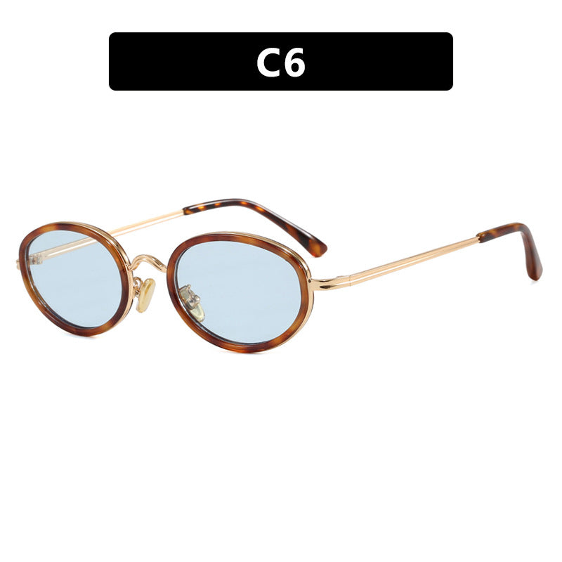 Women's elegant round sunglasses with modern metal frame Skanto