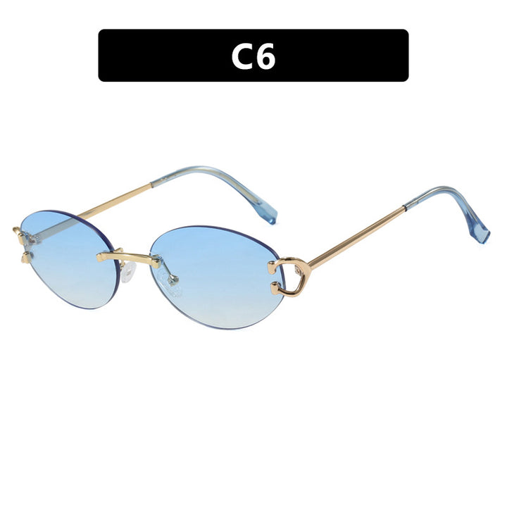 Women's elegant oval sunglasses with modern metal frame Skanto