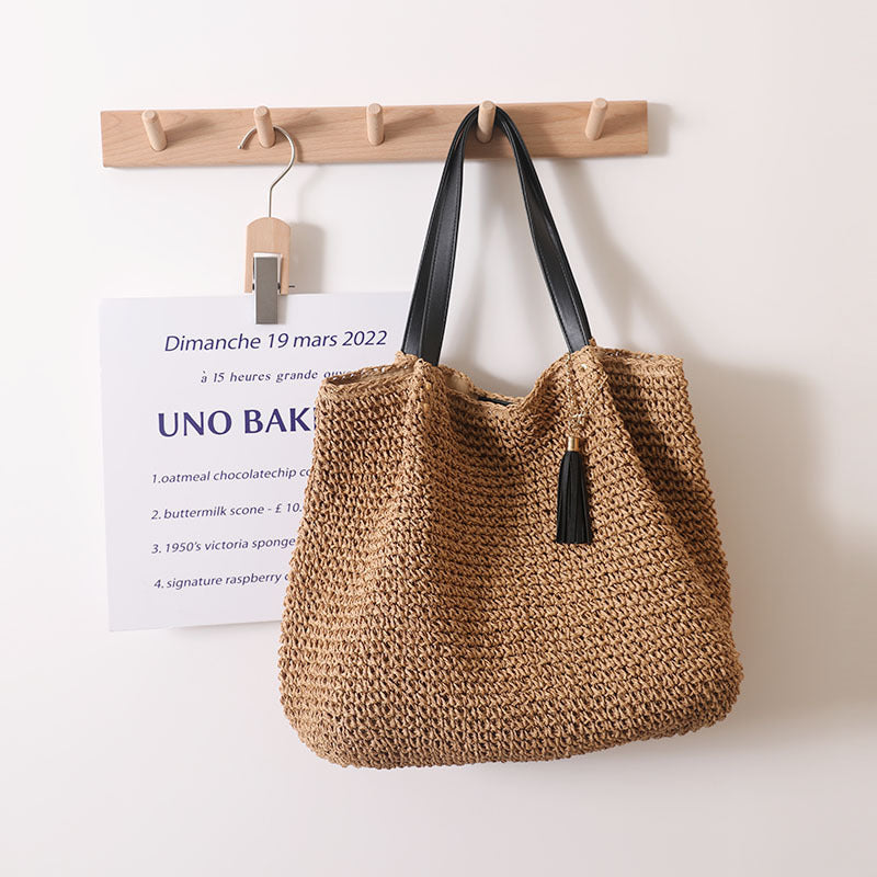 Durable basket bag with faux leather handle reinforcement Skanto