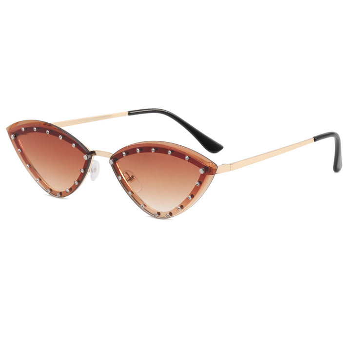 Dame Cat-Eye solbriller med glitter-detaljer Skanto