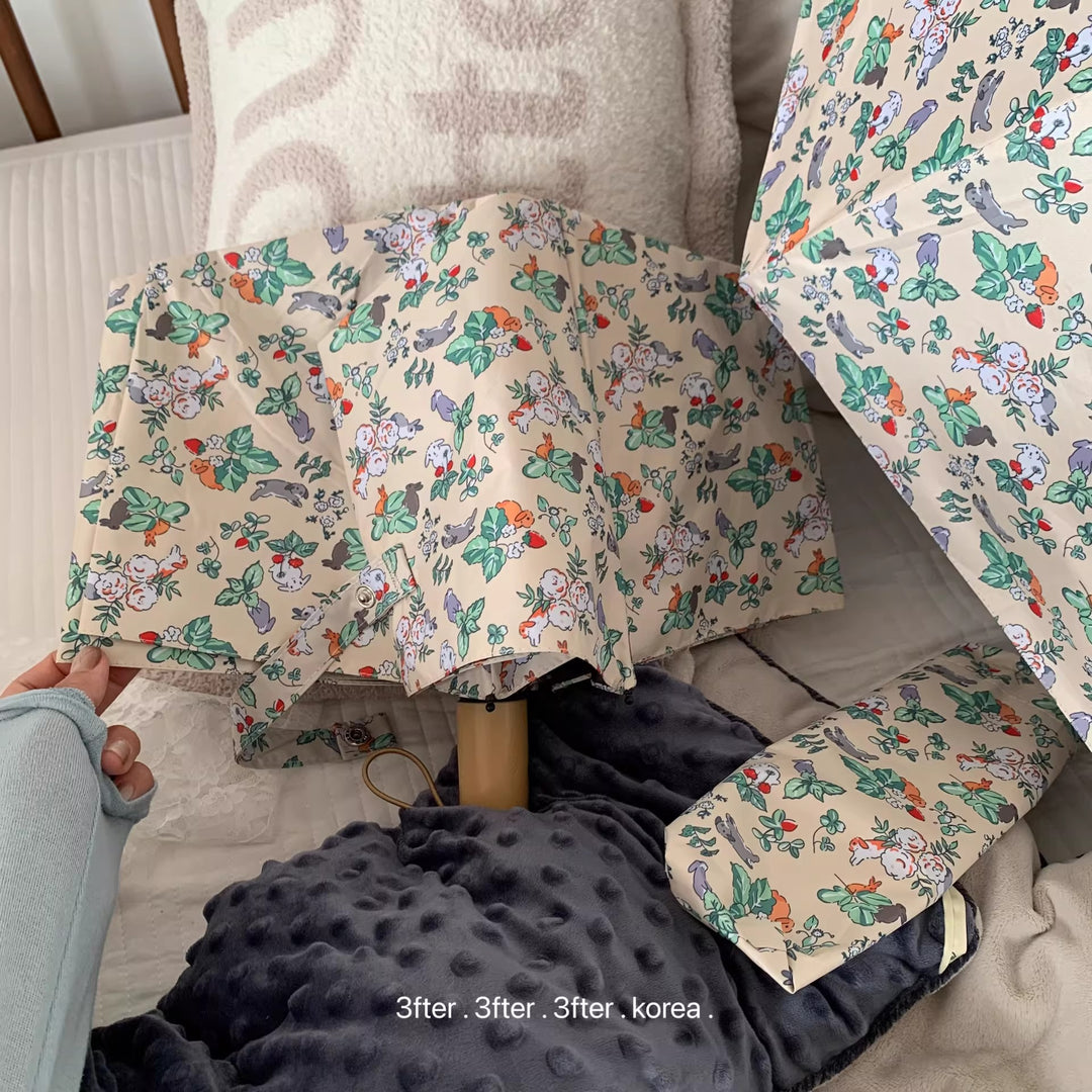 Damer Sammenleggbart Paraply med blomstret Vintage-design Skanto