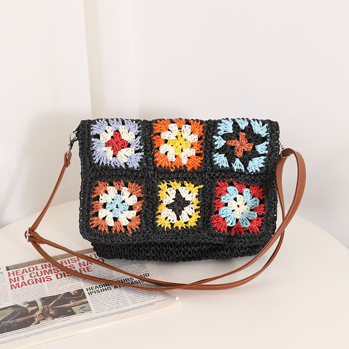 Modern shoulder bag with colorful crochet pattern Skanto
