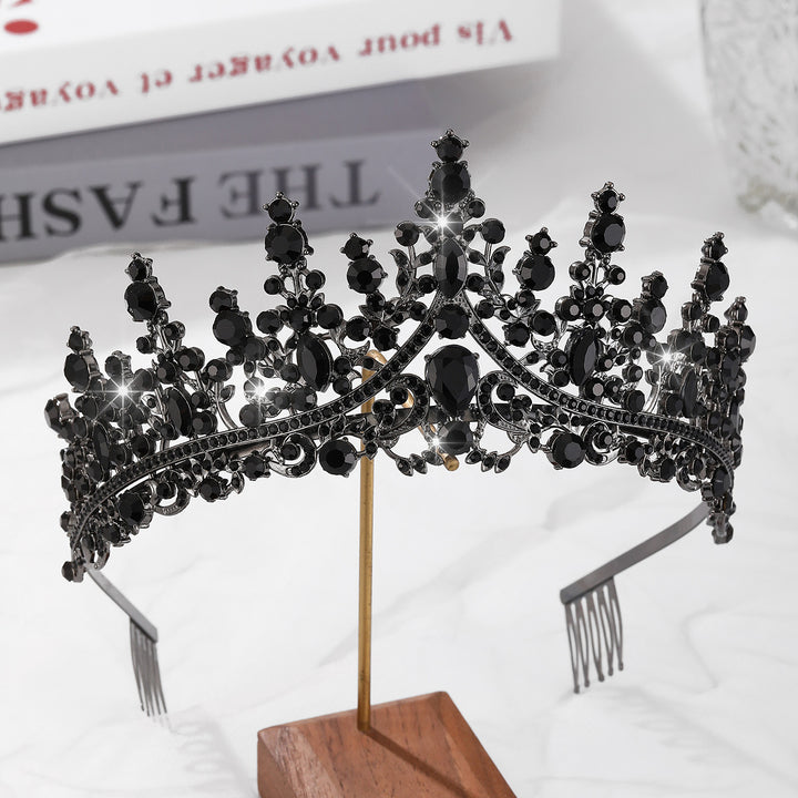 Damer Opulent Tiara med svart krystallbesetning Skanto