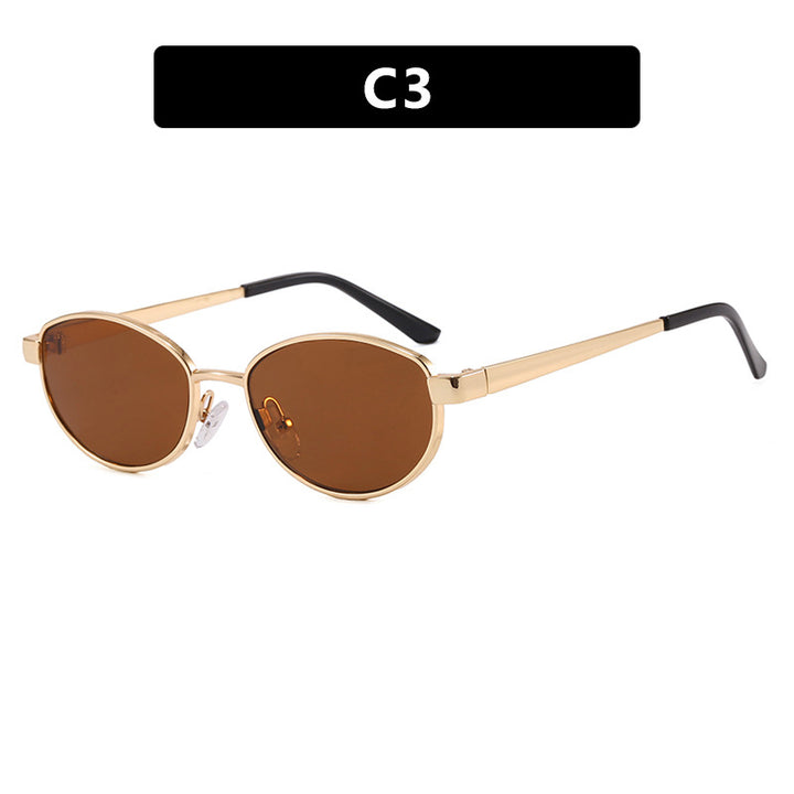 Women's fashionable sunglasses in elegant oval design with high-quality metal frame Skanto