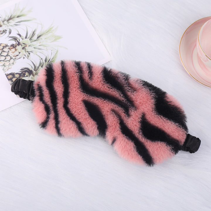 Dame nan luksuriøs kunstpels sovemaske med leopardmønster, ekstra myk polstring og elastisk komfortbånd Skanto