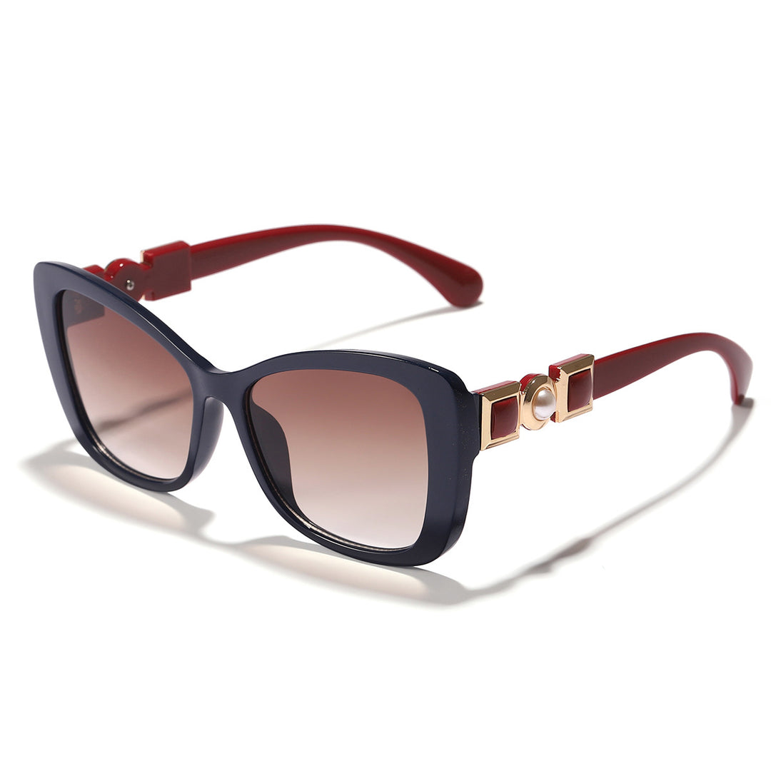 Dame Cat-Eye solbriller med elegant metallisk dekorasjon Skanto
