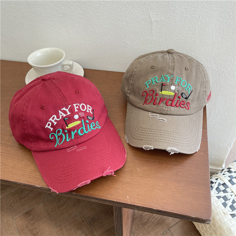 Kvinne Casual Slitt Brodert Baseball Caps Skanto