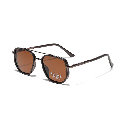 Dame kvadratisk solbrille med polarisert glass og elegant metallramme Skanto