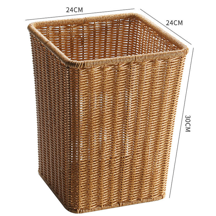 Rektangulær Håndvevd Rattan Søppelkurv Skanto