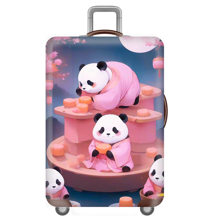 Unisex nan elastisk koffertrekk for hardplast trolley med søtt panda-motiv, elastisk beskyttelsestrekk med håndtak- og hjulåpninger Skanto
