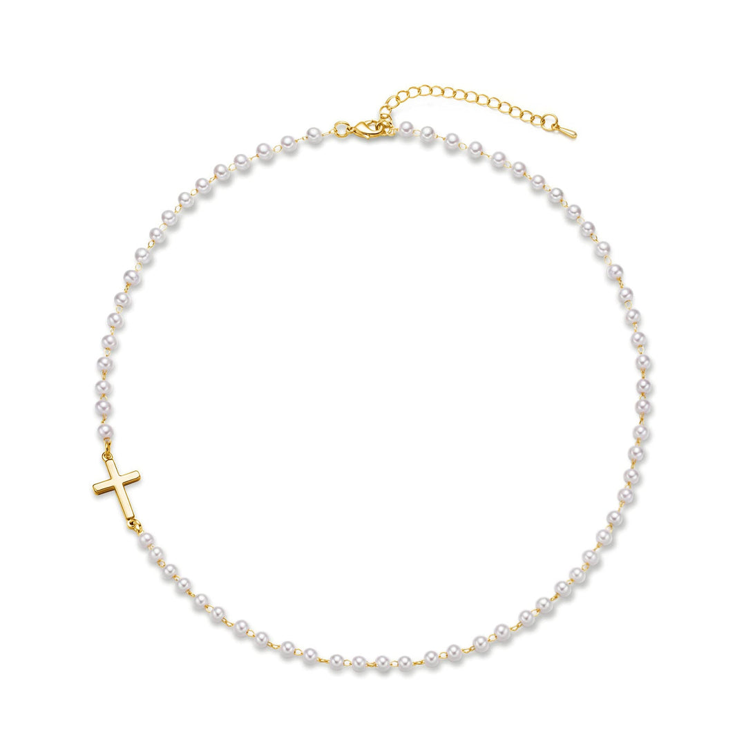 Skanto | Delikat Fuskperle Kross Stasjon Choker Halskjede